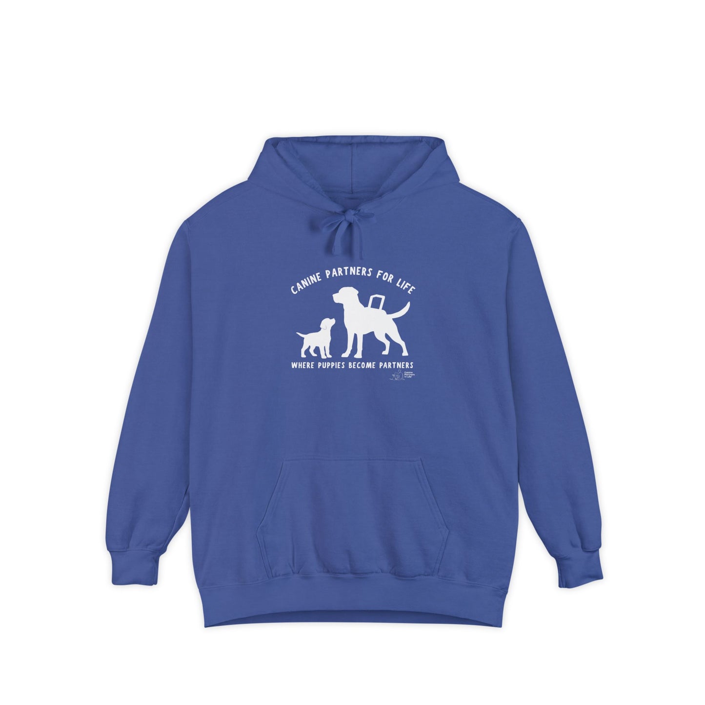 Where Puppies Become Partners Unisex Comfort Colors Hooded Sweatshirt