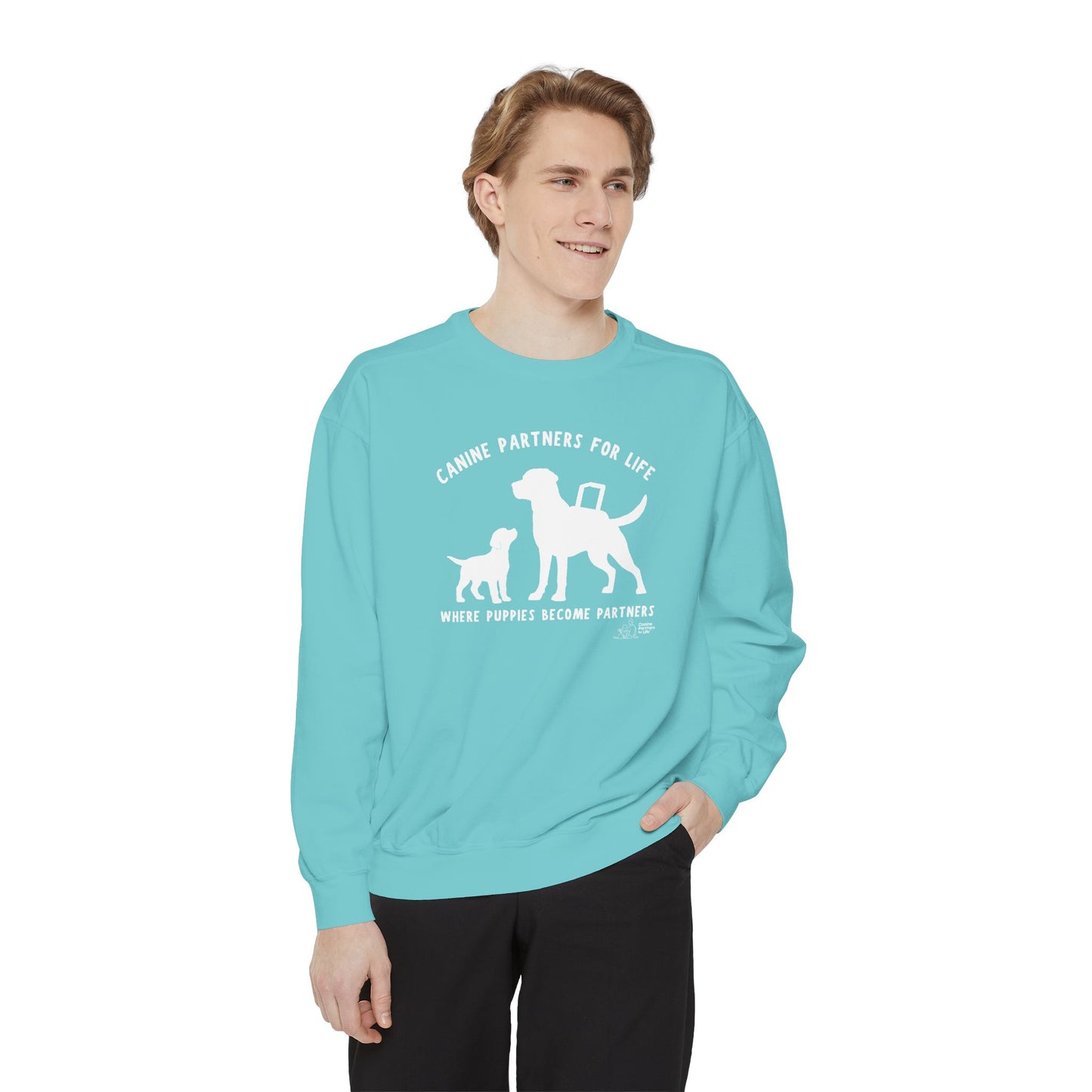 Where Puppies Become Partners Comfort Colors Crewneck