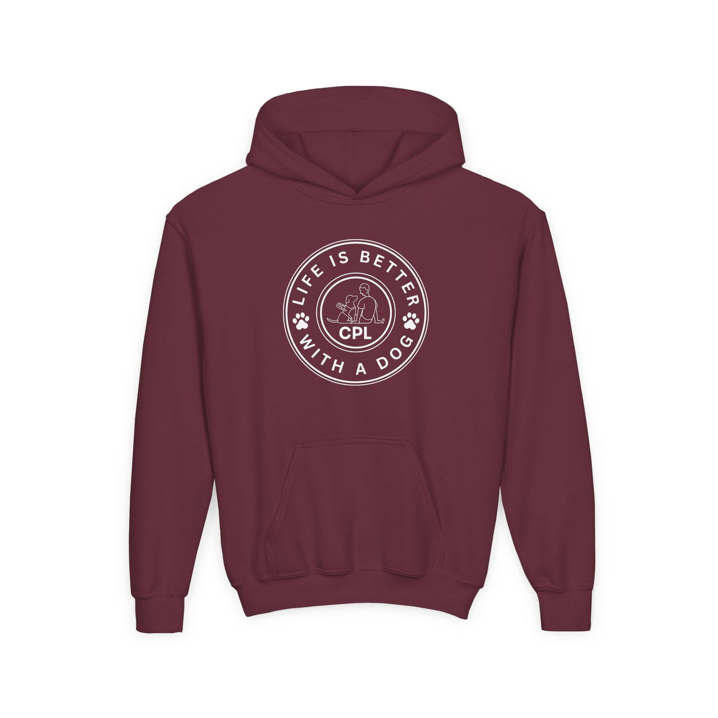 Life is Better with a Dog Kids Gildan Hooded Sweatshirt