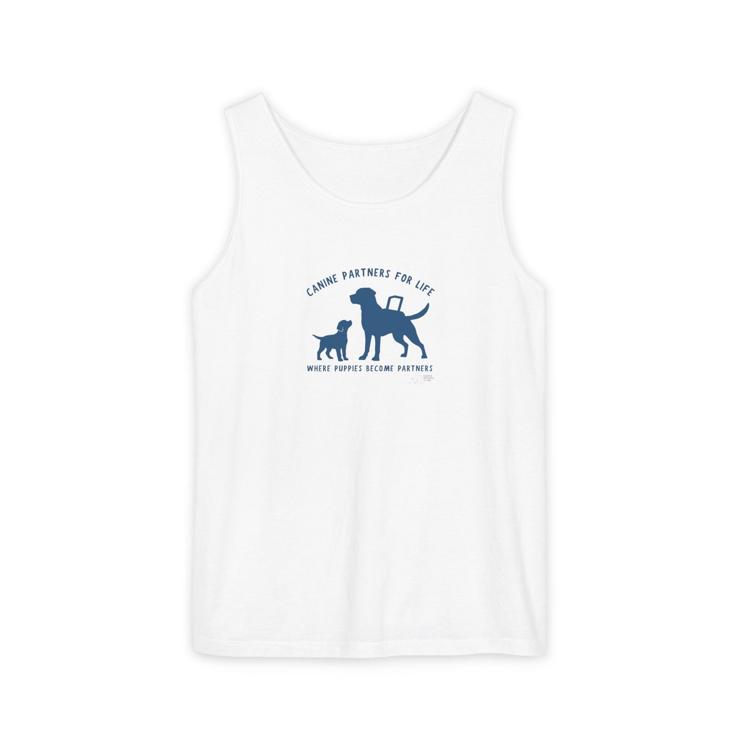 Where Puppies Become Partners Unisex Comfort Colors Tank Top