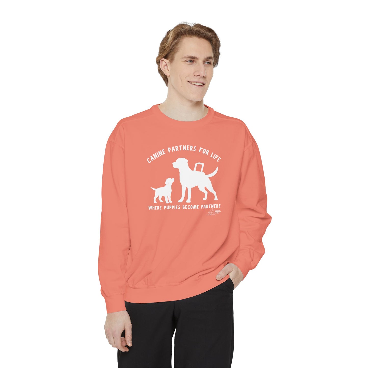Where Puppies Become Partners Comfort Colors Crewneck