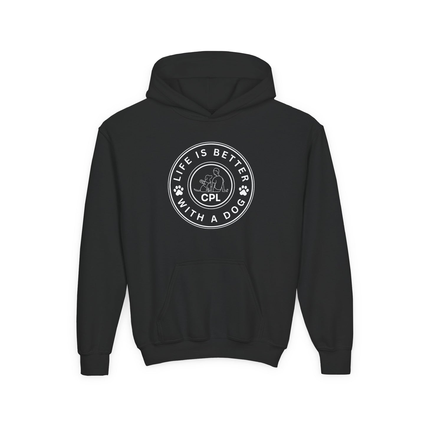 Life is Better with a Dog Kids Gildan Hooded Sweatshirt