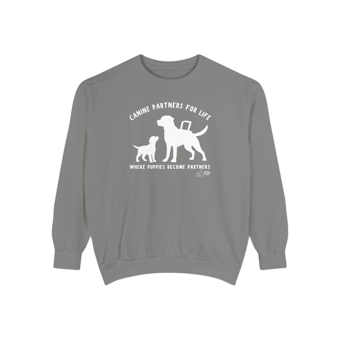 Where Puppies Become Partners Comfort Colors Crewneck