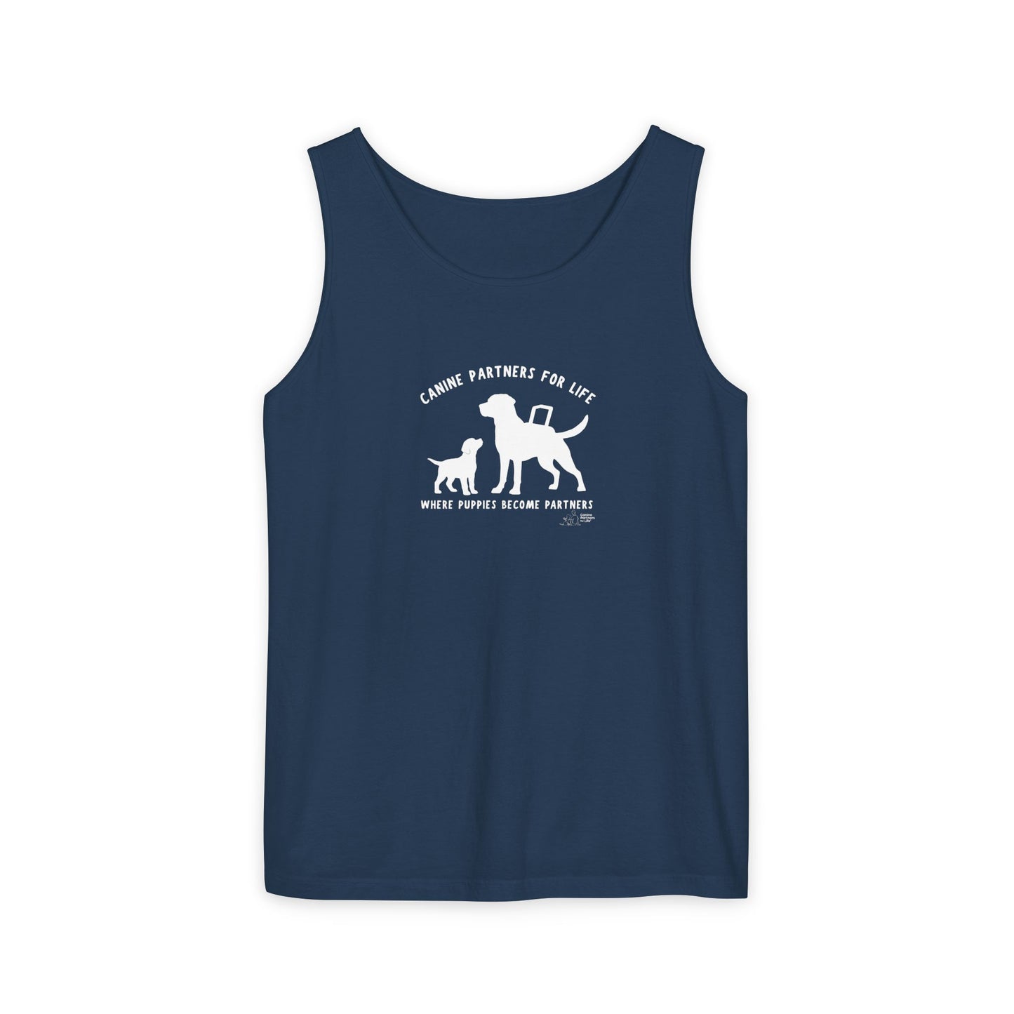Where Puppies Become Partners Unisex Comfort Colors Tank Top