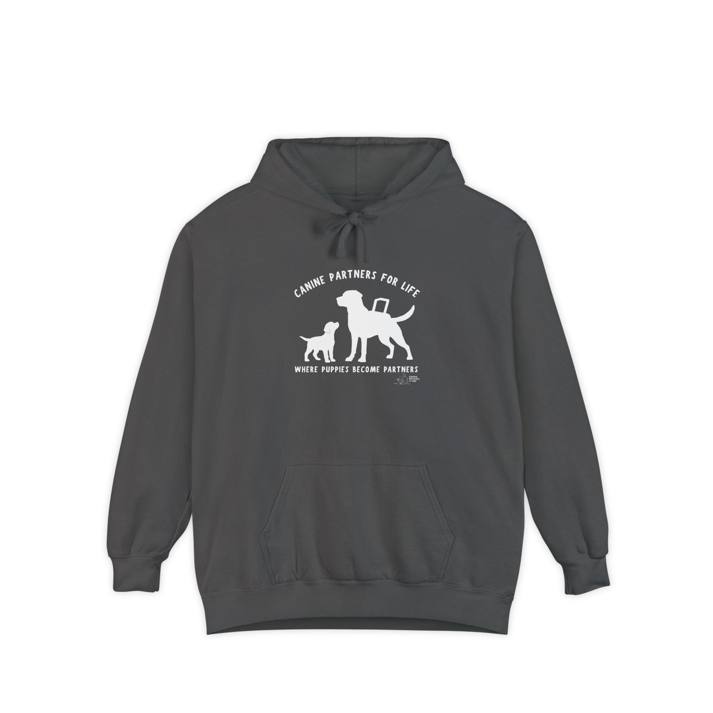 Where Puppies Become Partners Unisex Comfort Colors Hooded Sweatshirt