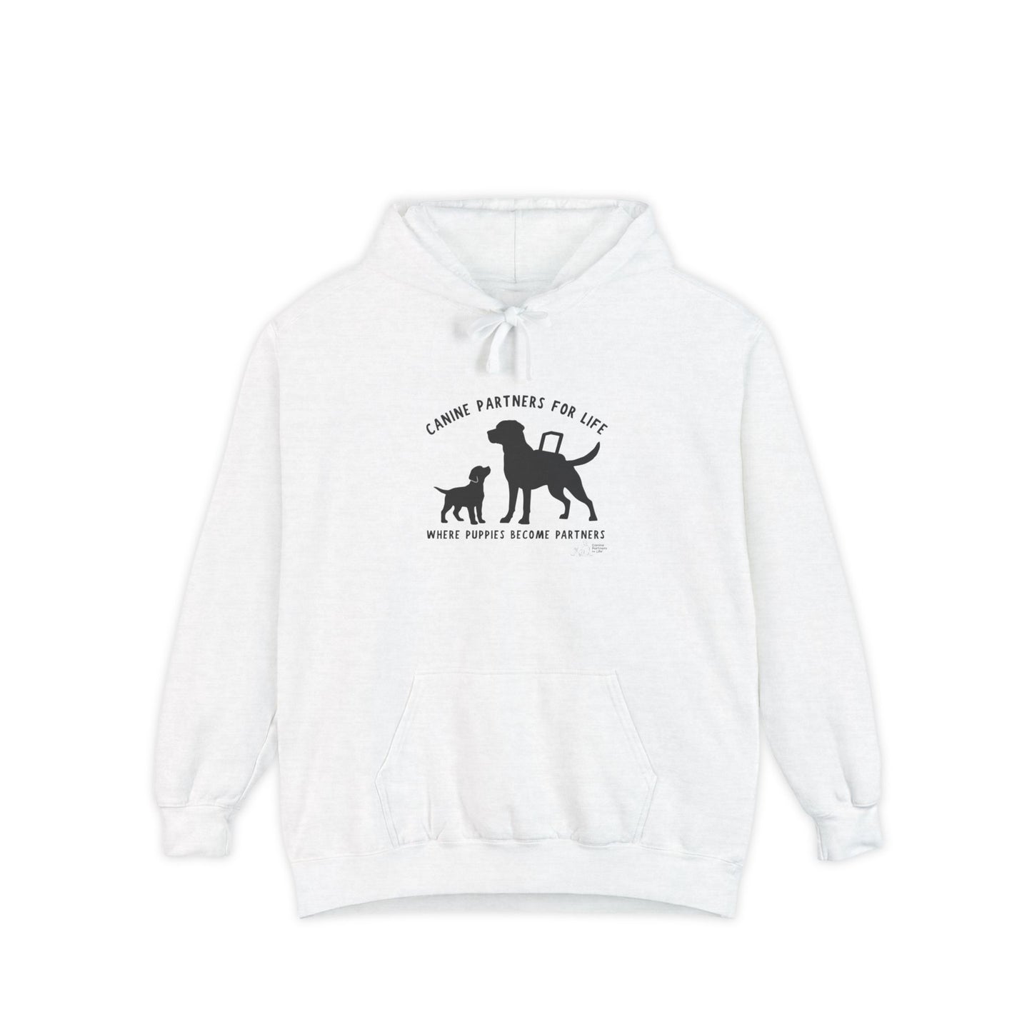 Where Puppies Become Partners Unisex Comfort Colors Hooded Sweatshirt