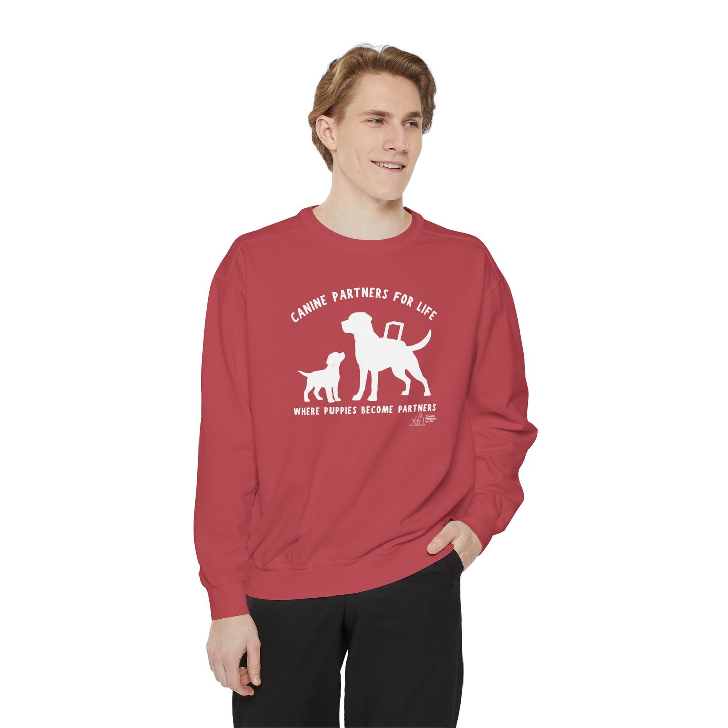 Where Puppies Become Partners Comfort Colors Crewneck
