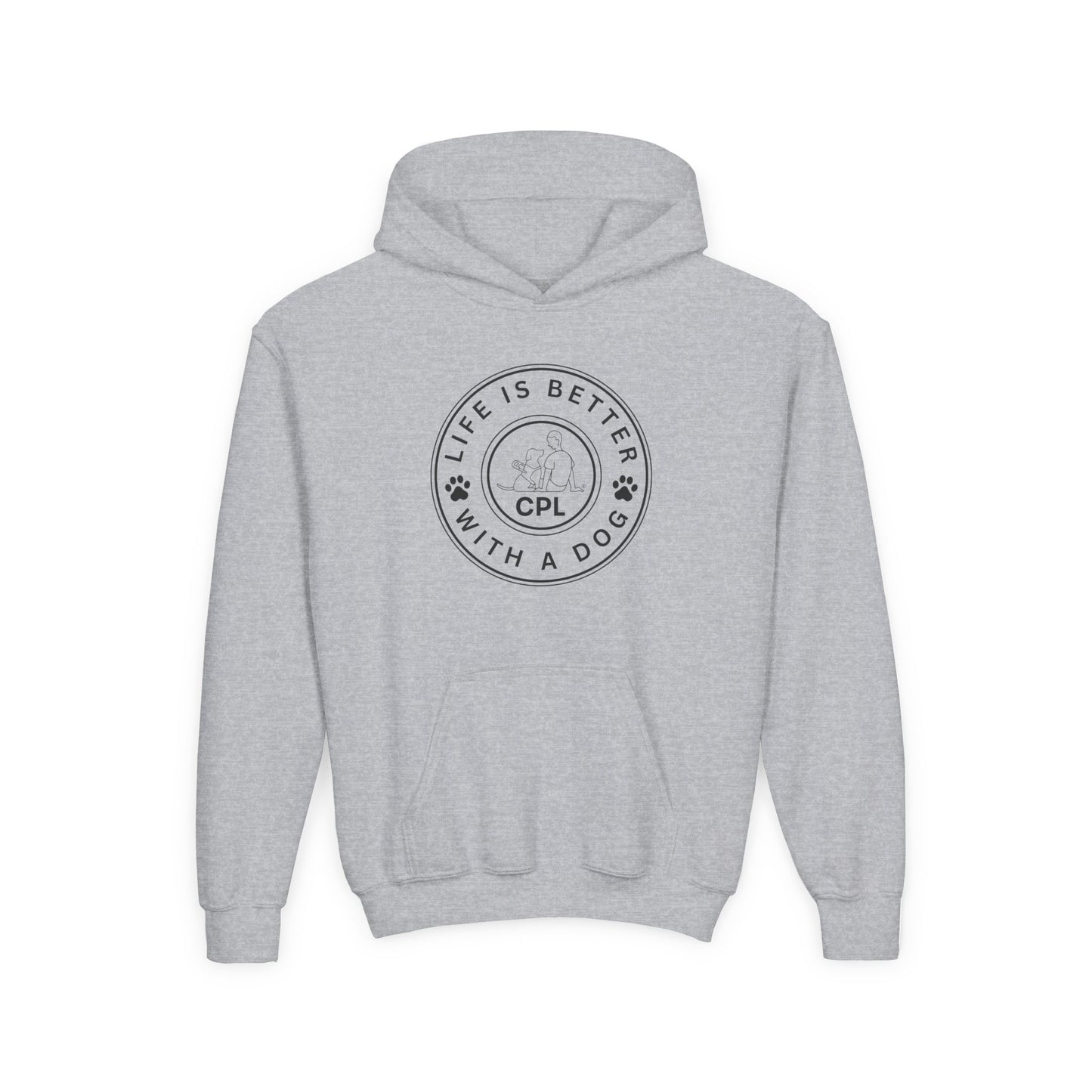 Life is Better with a Dog Kids Gildan Hooded Sweatshirt
