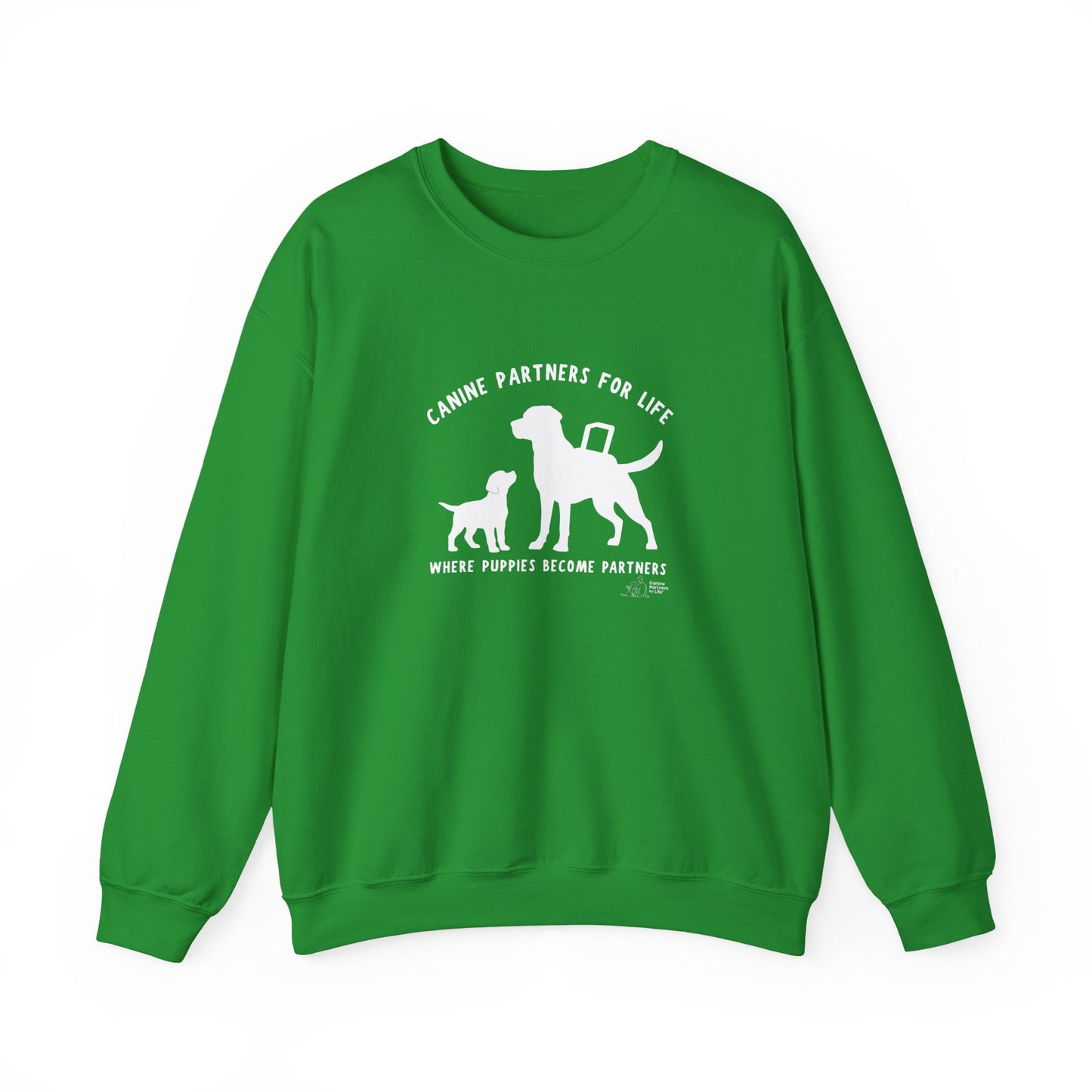 Where Puppies Become Partners Unisex Gildan Crewneck