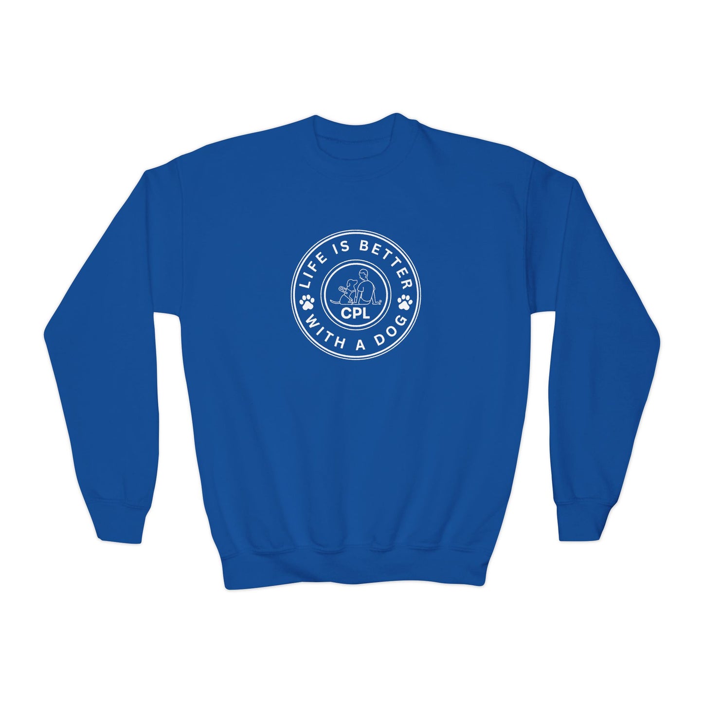 Life is Better with a Dog Kids Gildan Crewneck Sweatshirt