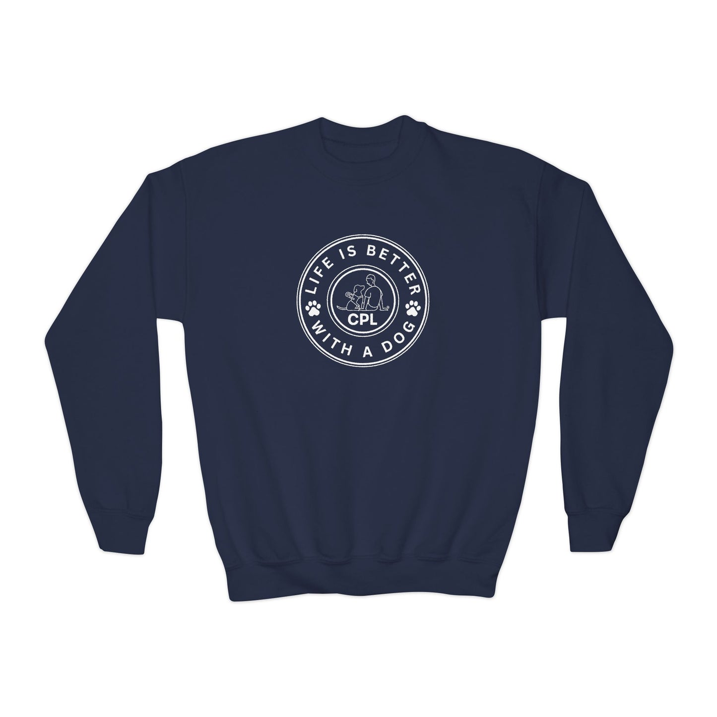 Life is Better with a Dog Kids Gildan Crewneck Sweatshirt