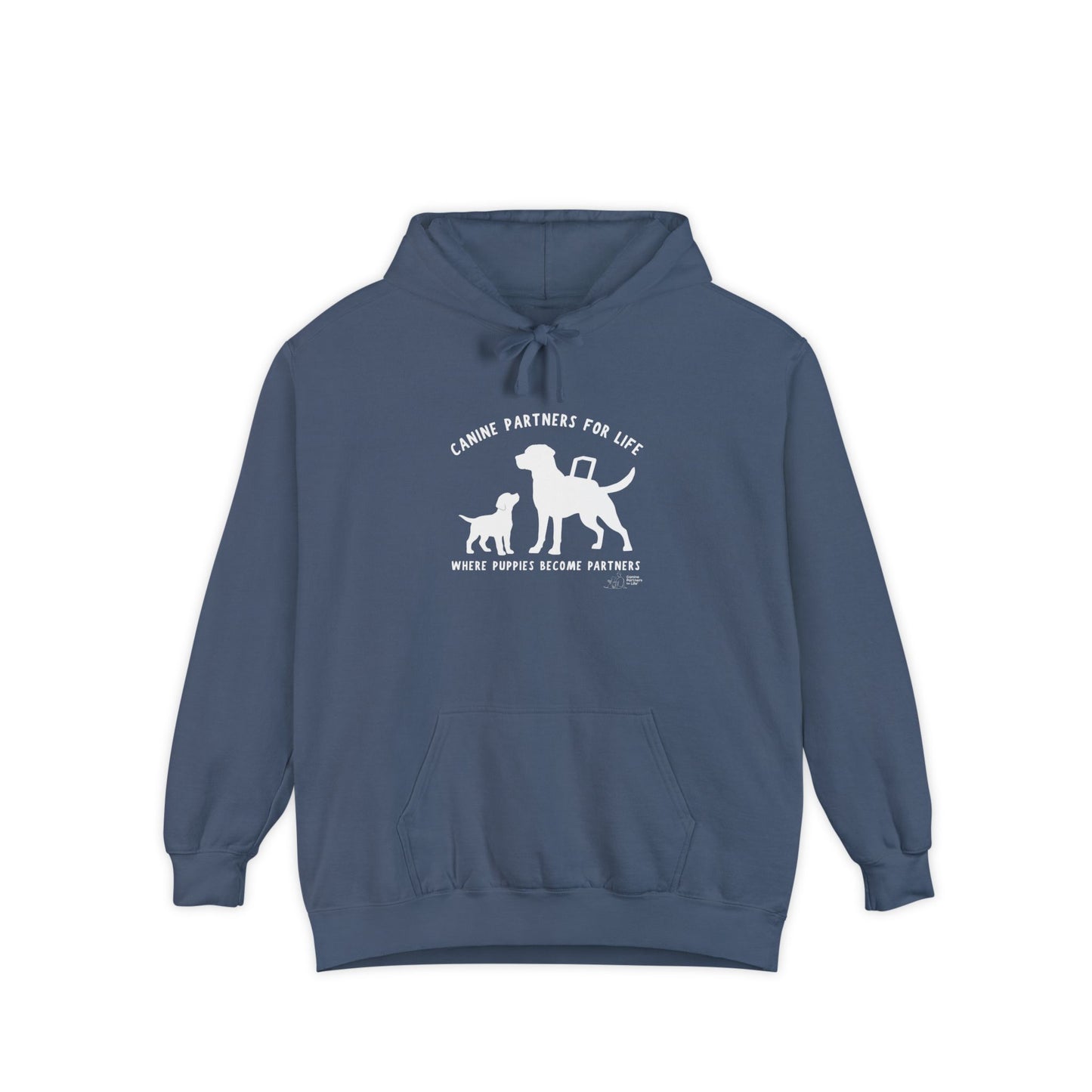 Where Puppies Become Partners Unisex Comfort Colors Hooded Sweatshirt