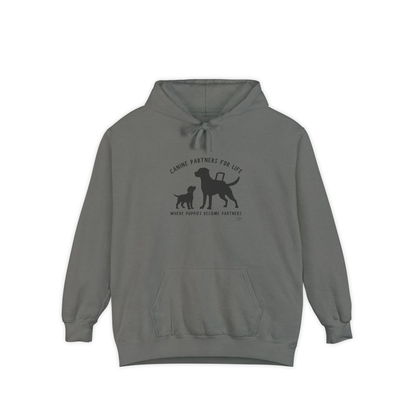 Where Puppies Become Partners Unisex Comfort Colors Hooded Sweatshirt