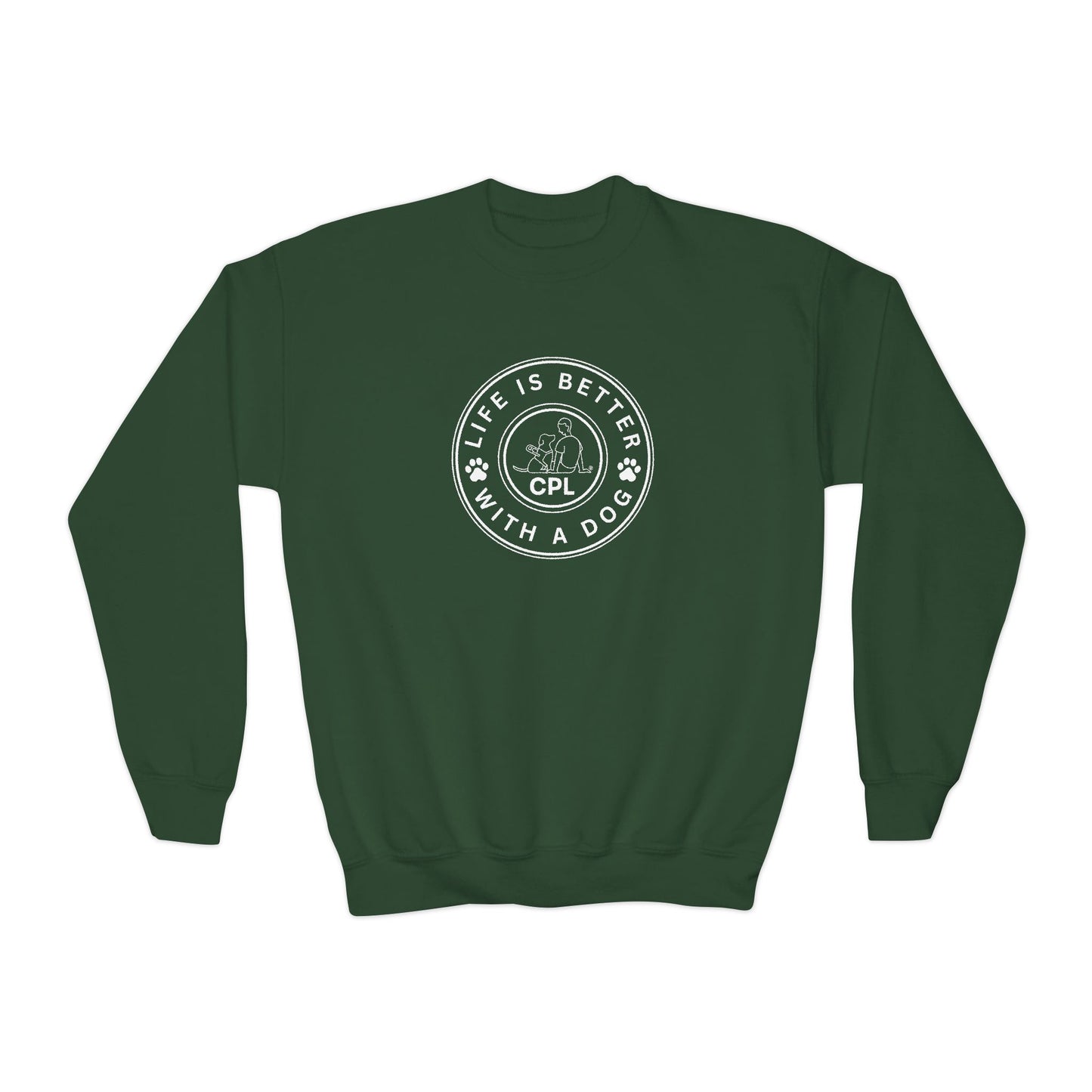 Life is Better with a Dog Kids Gildan Crewneck Sweatshirt