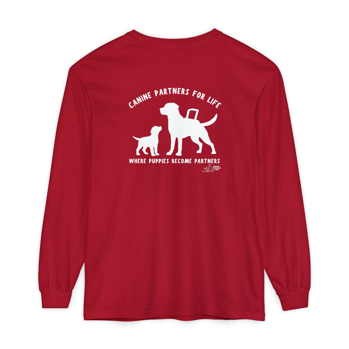 Where Puppies Become Partners Unisex Comfort Colors Long Sleeve