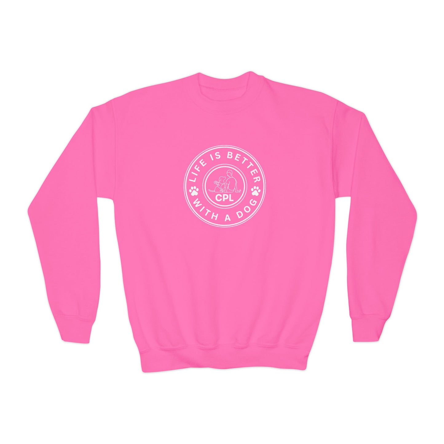 Life is Better with a Dog Kids Gildan Crewneck Sweatshirt