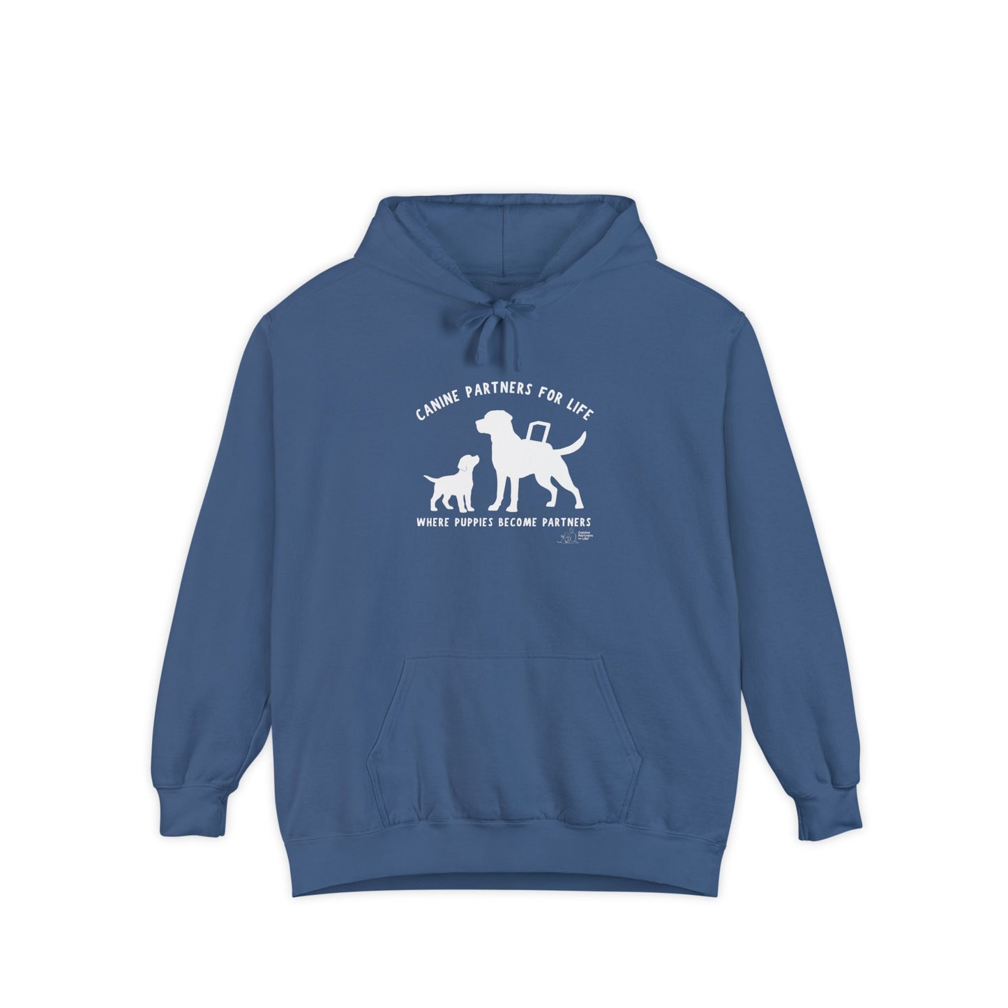 Where Puppies Become Partners Unisex Comfort Colors Hooded Sweatshirt