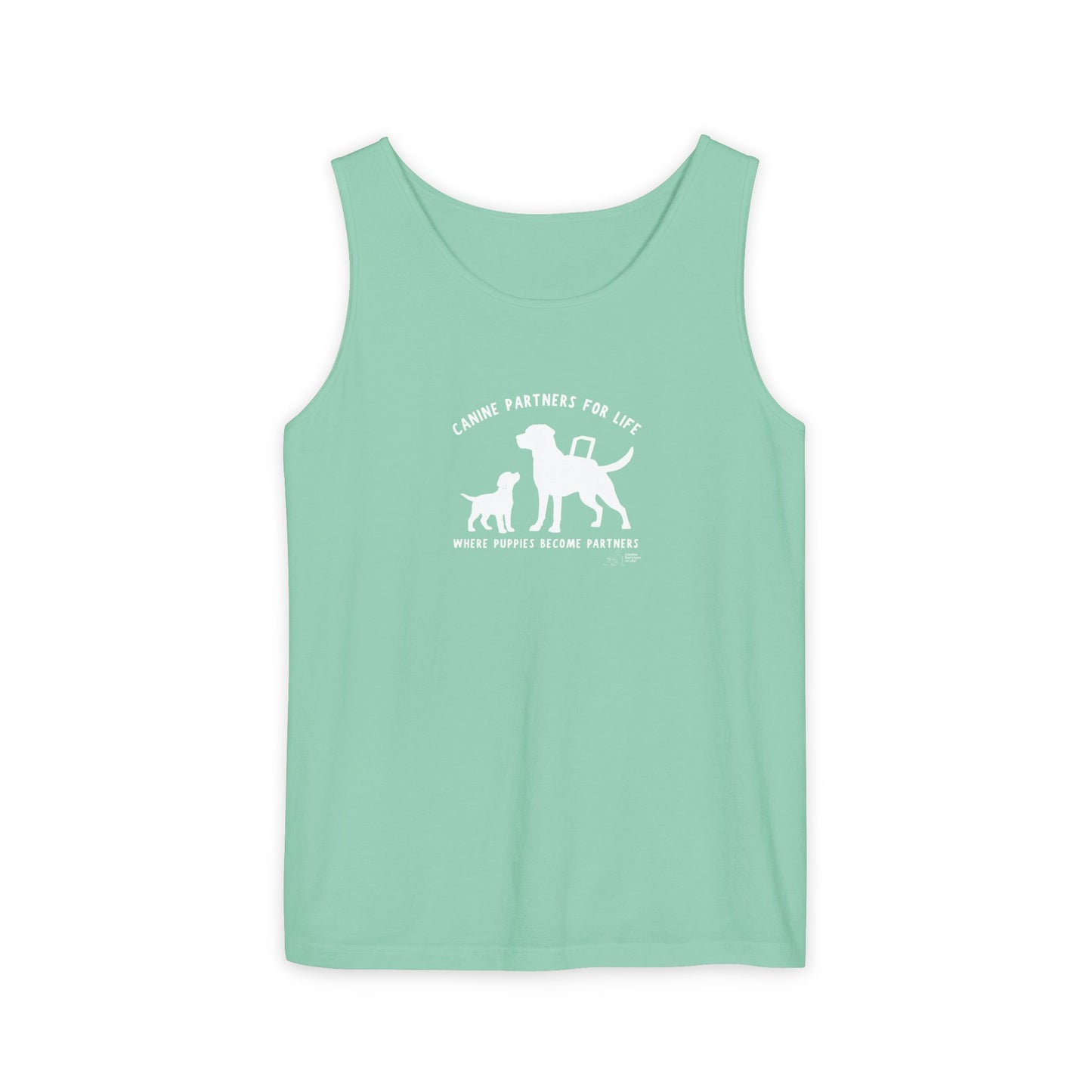 Where Puppies Become Partners Unisex Comfort Colors Tank Top