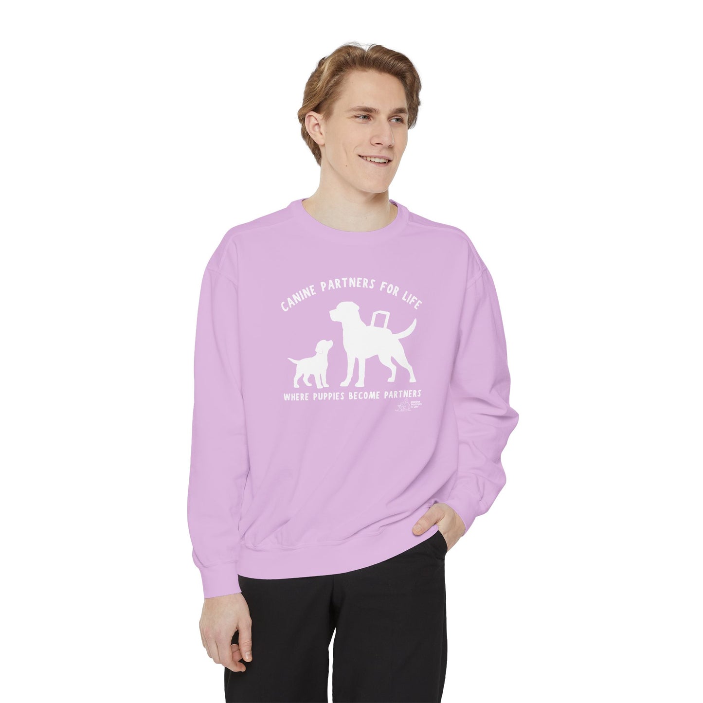 Where Puppies Become Partners Comfort Colors Crewneck