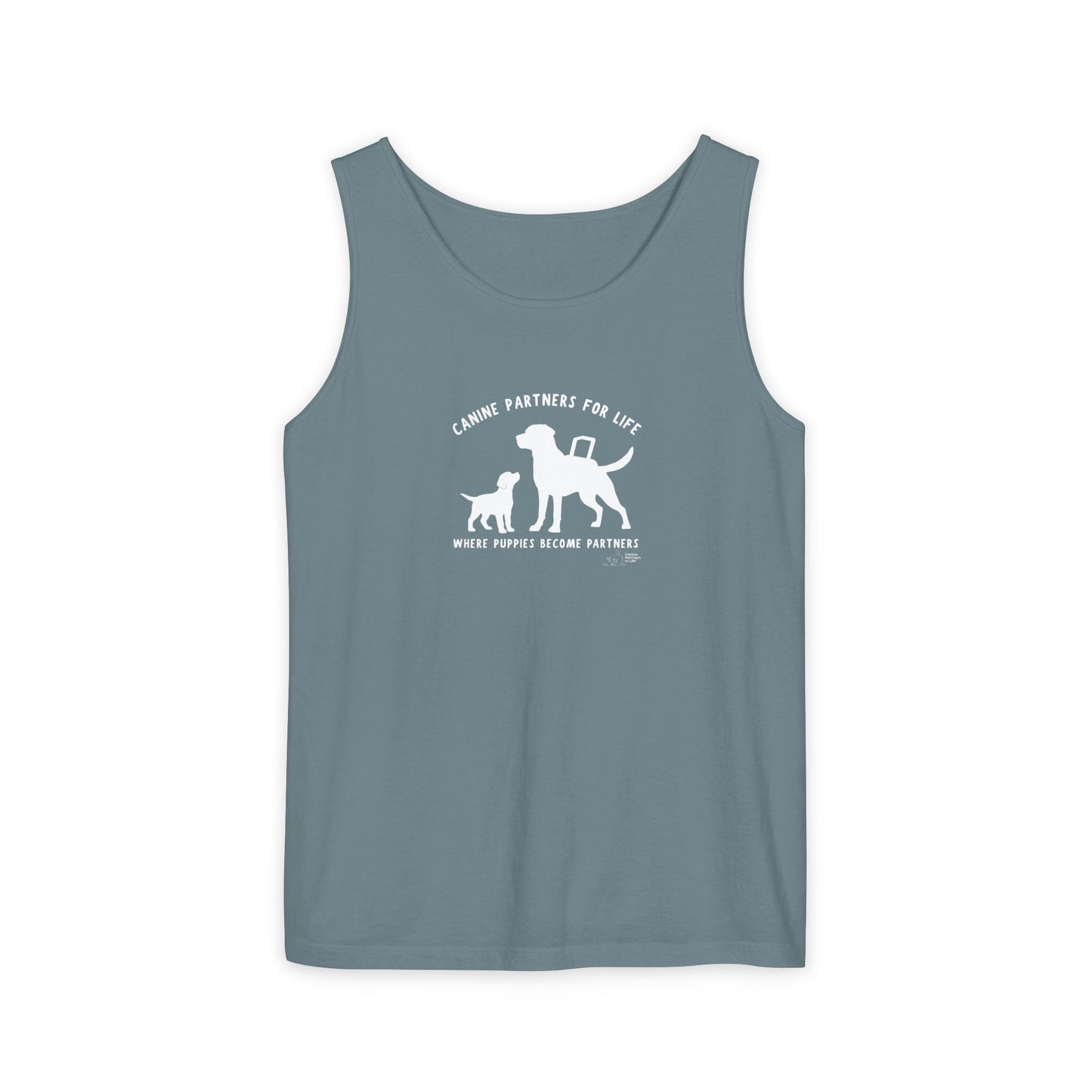 Where Puppies Become Partners Unisex Comfort Colors Tank Top