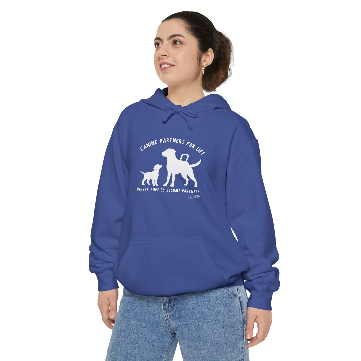 Where Puppies Become Partners Unisex Comfort Colors Hooded Sweatshirt