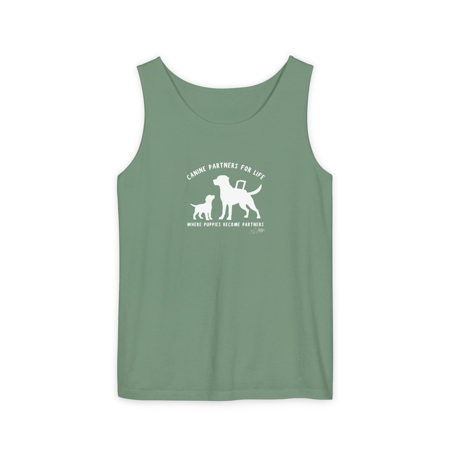 Where Puppies Become Partners Unisex Comfort Colors Tank Top