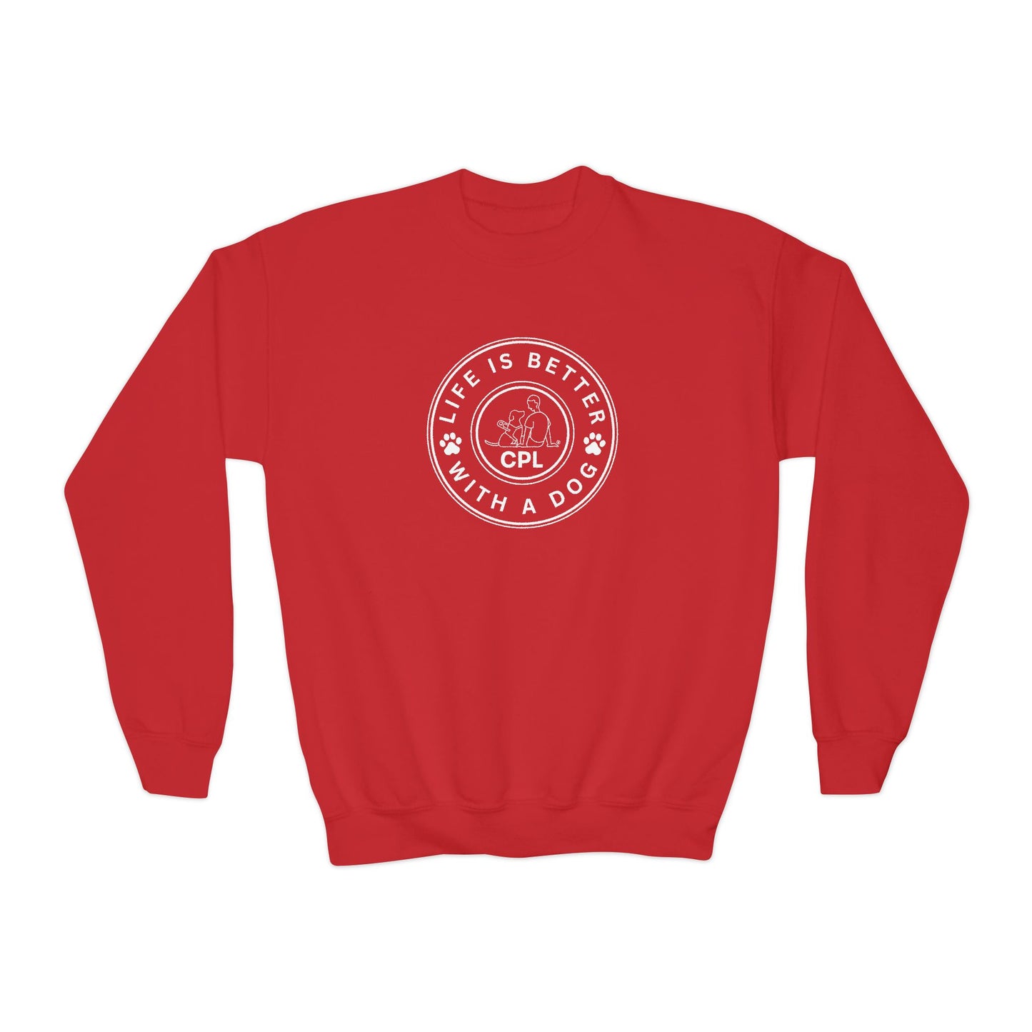 Life is Better with a Dog Kids Gildan Crewneck Sweatshirt