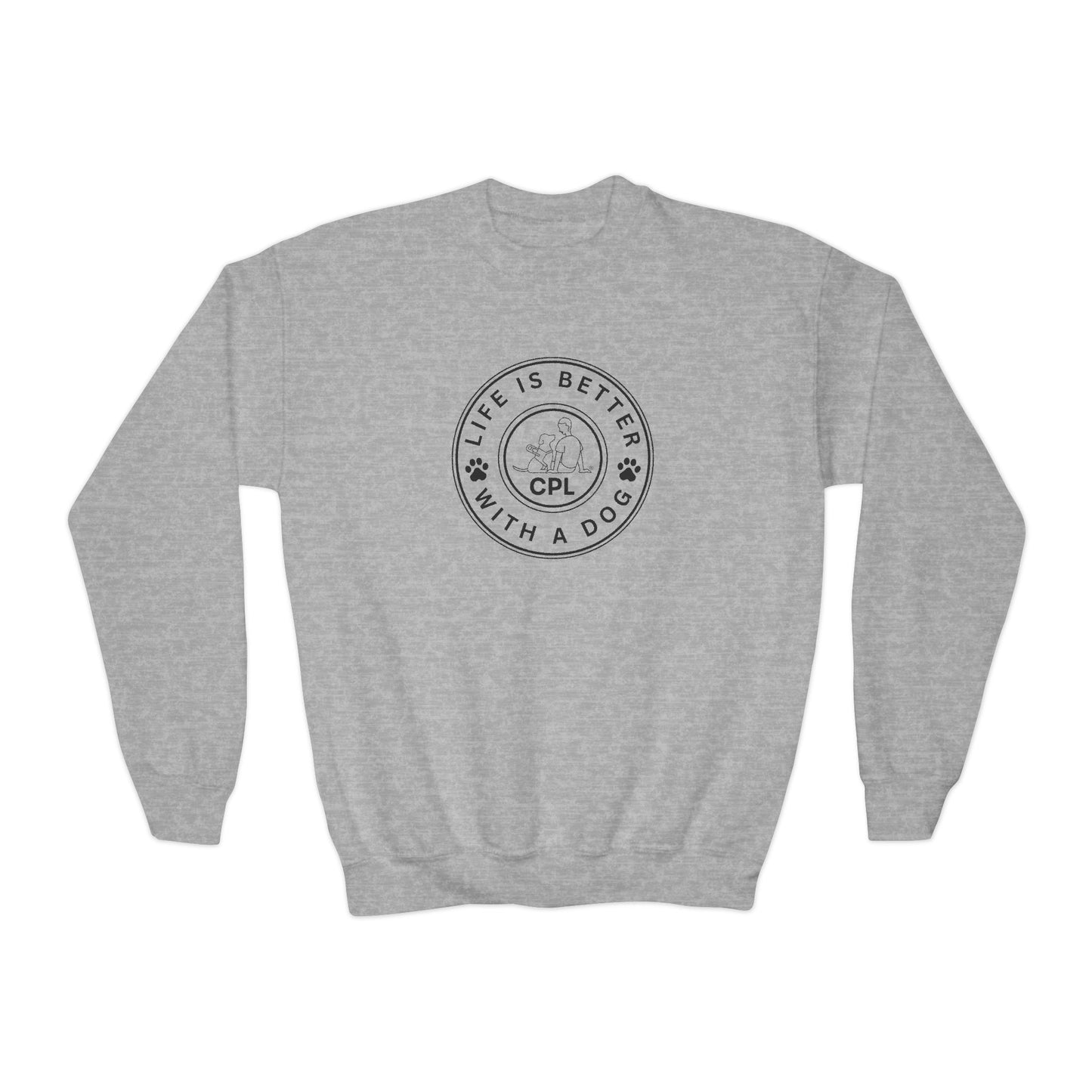 Life is Better with a Dog Kids Gildan Crewneck Sweatshirt