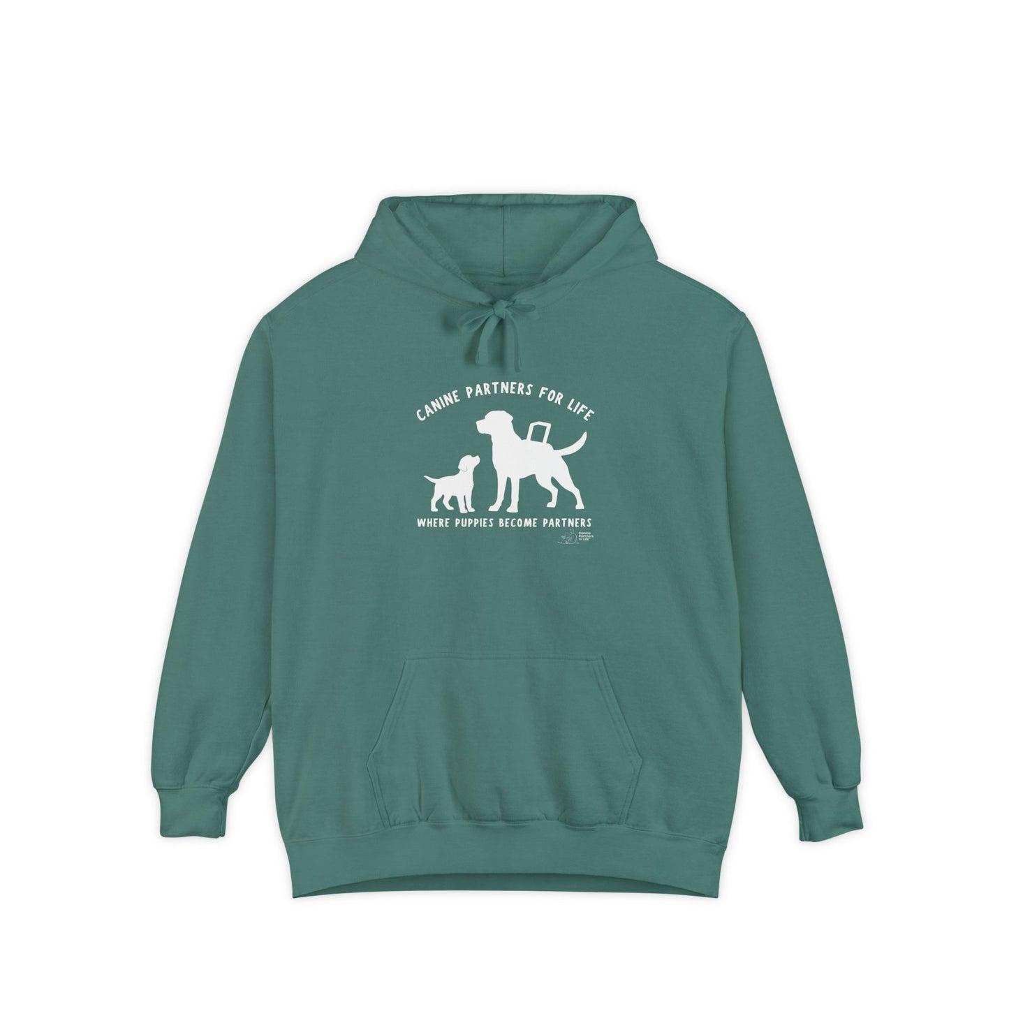 Where Puppies Become Partners Unisex Comfort Colors Hooded Sweatshirt
