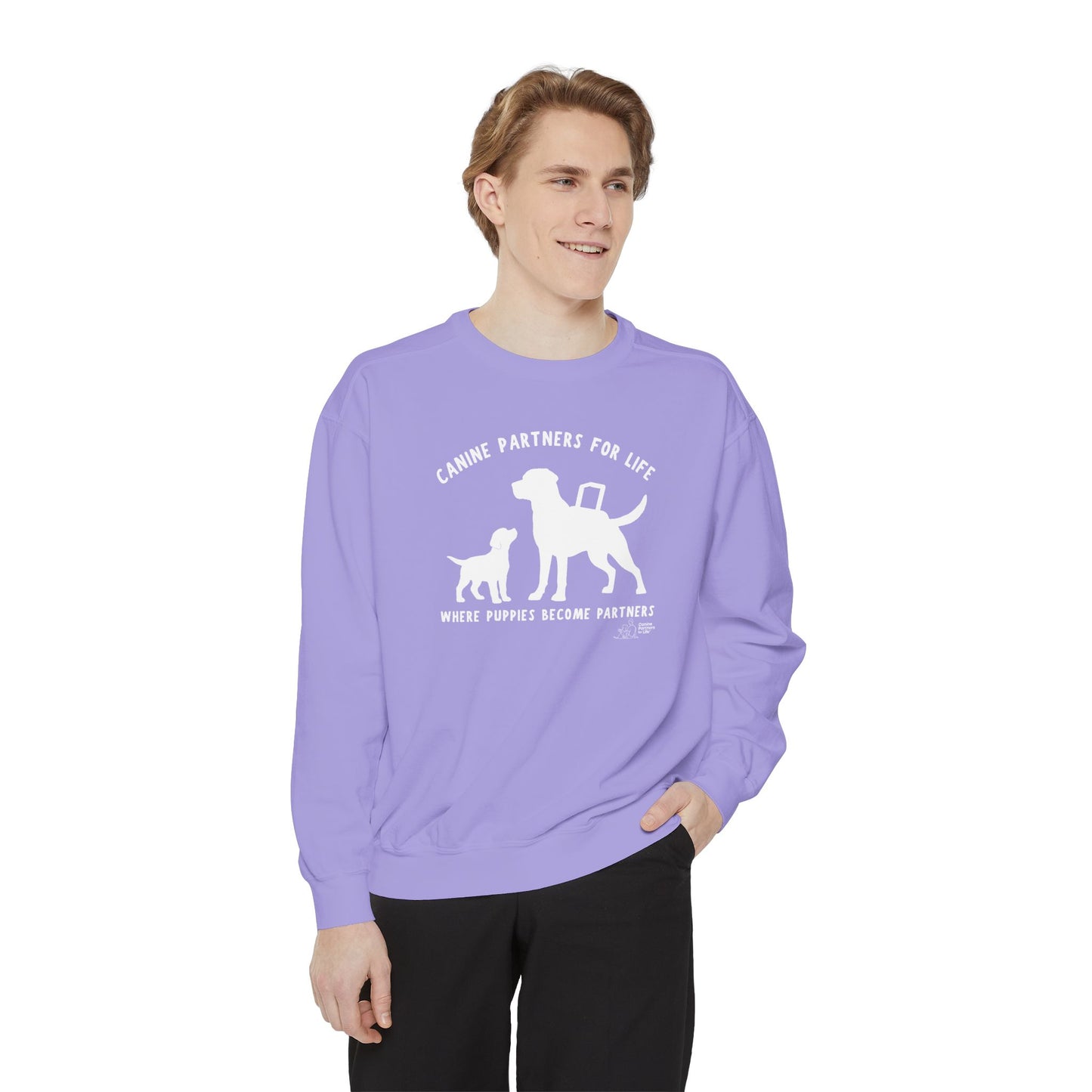 Where Puppies Become Partners Comfort Colors Crewneck