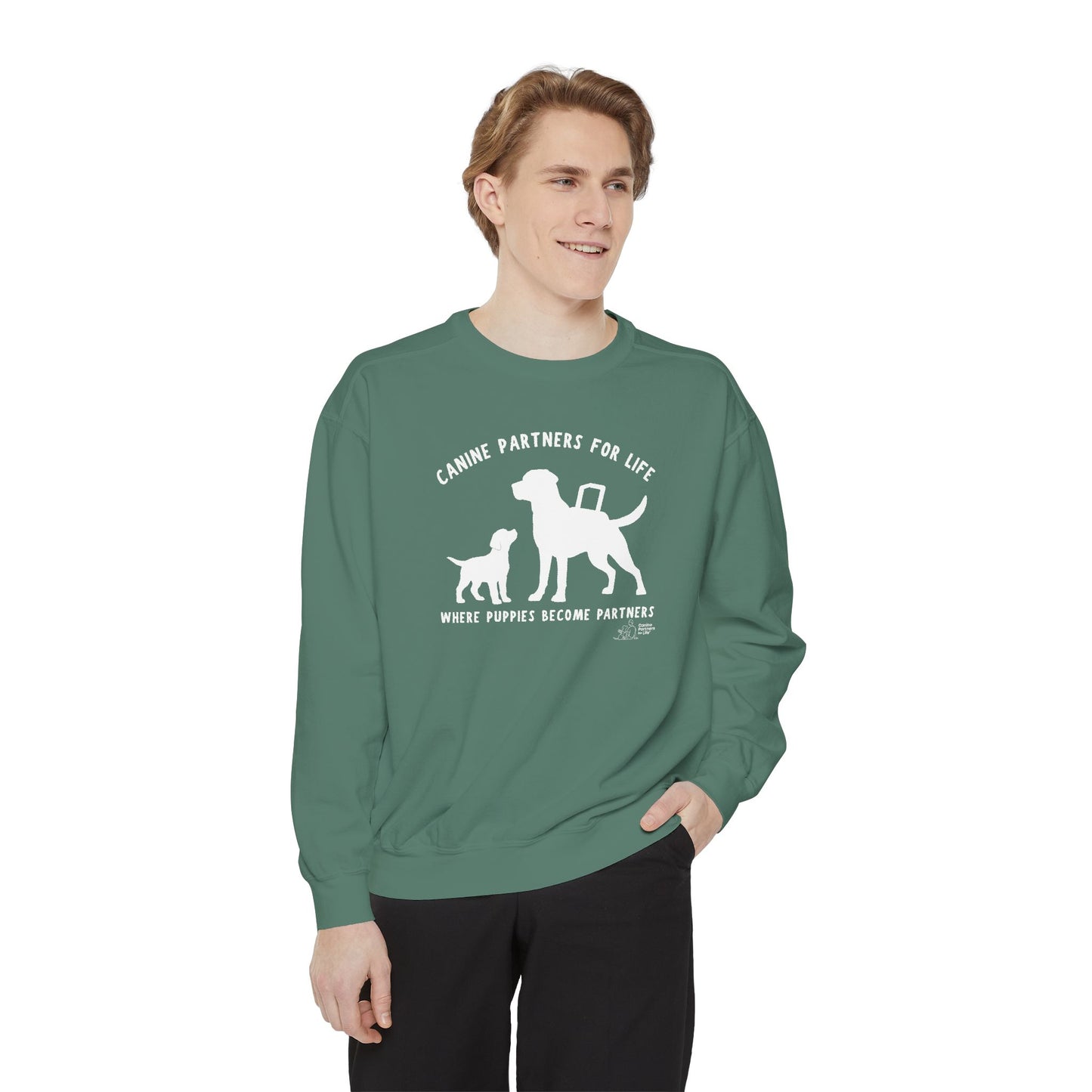 Where Puppies Become Partners Comfort Colors Crewneck