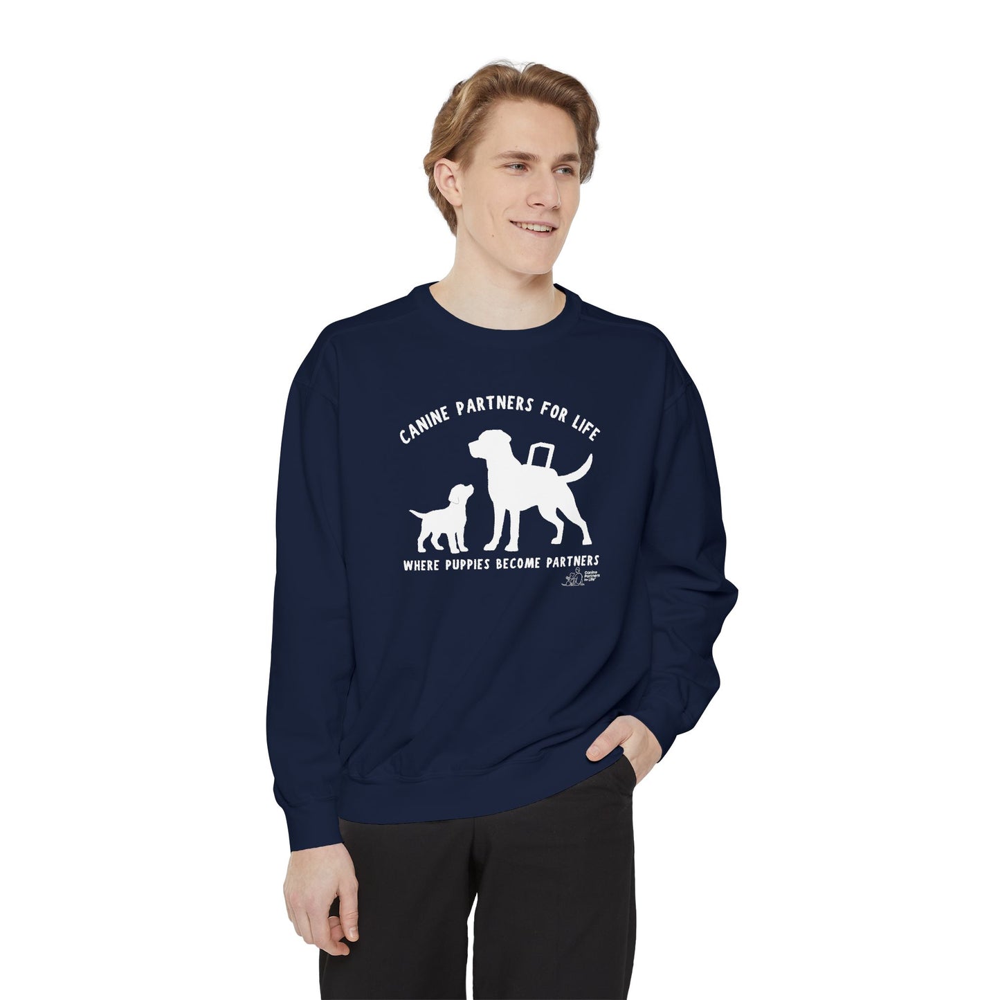 Where Puppies Become Partners Comfort Colors Crewneck