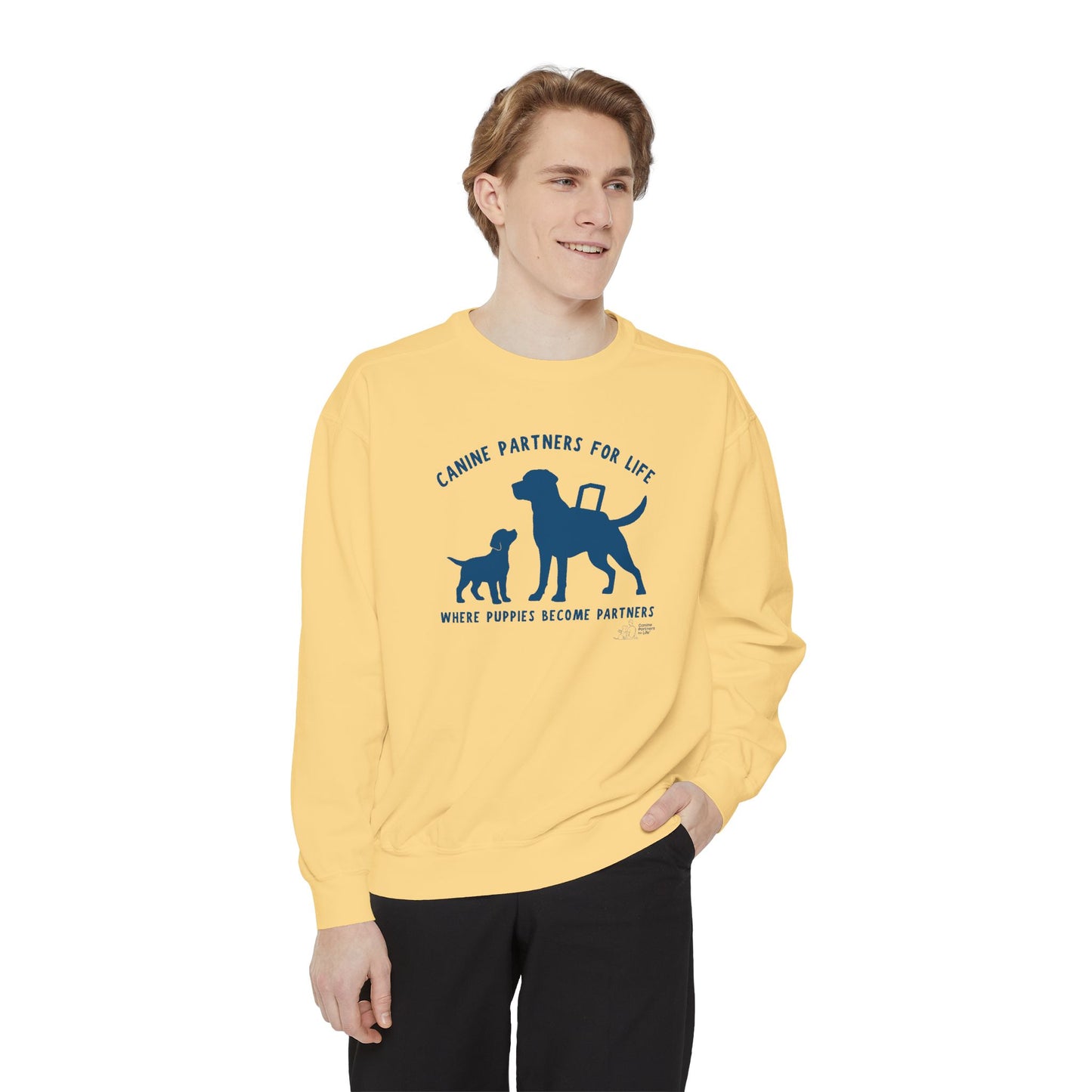 Where Puppies Become Partners Comfort Colors Crewneck