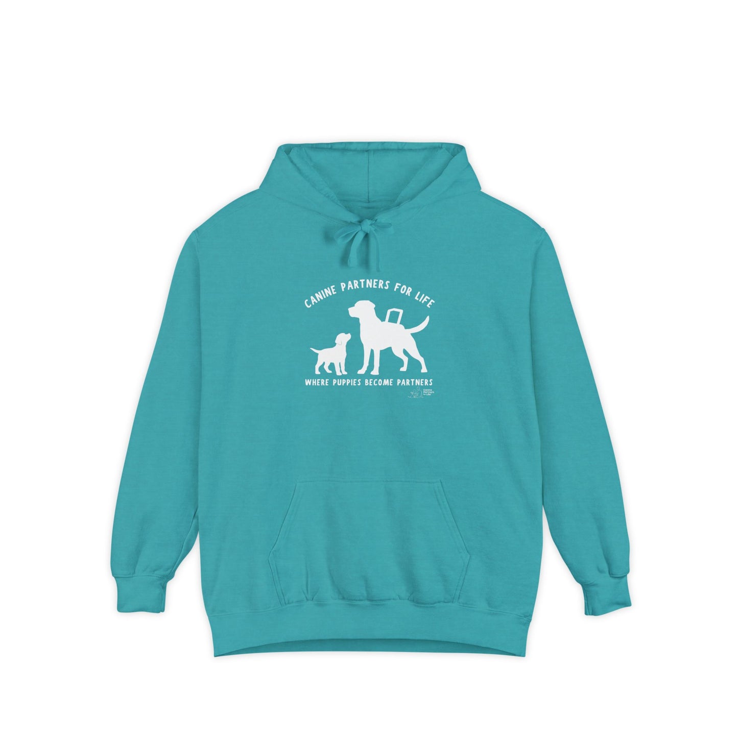Where Puppies Become Partners Unisex Comfort Colors Hooded Sweatshirt