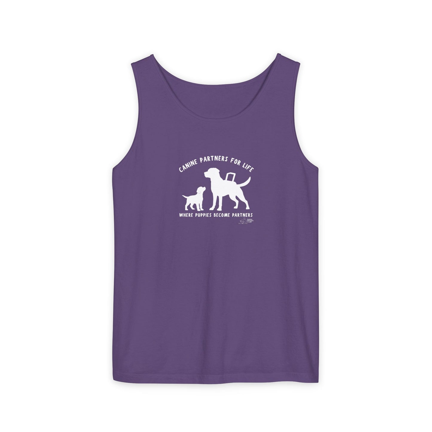 Where Puppies Become Partners Unisex Comfort Colors Tank Top