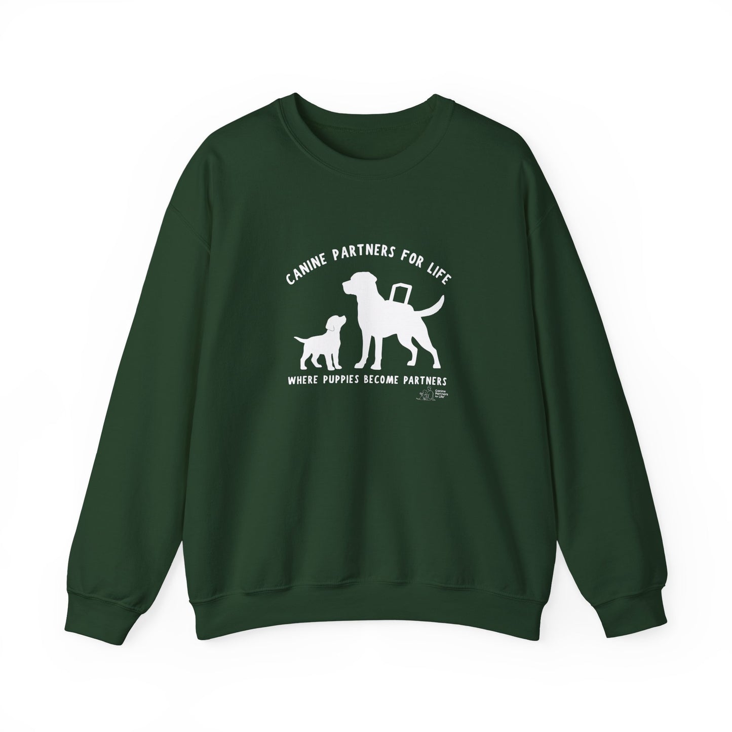 Where Puppies Become Partners Unisex Gildan Crewneck
