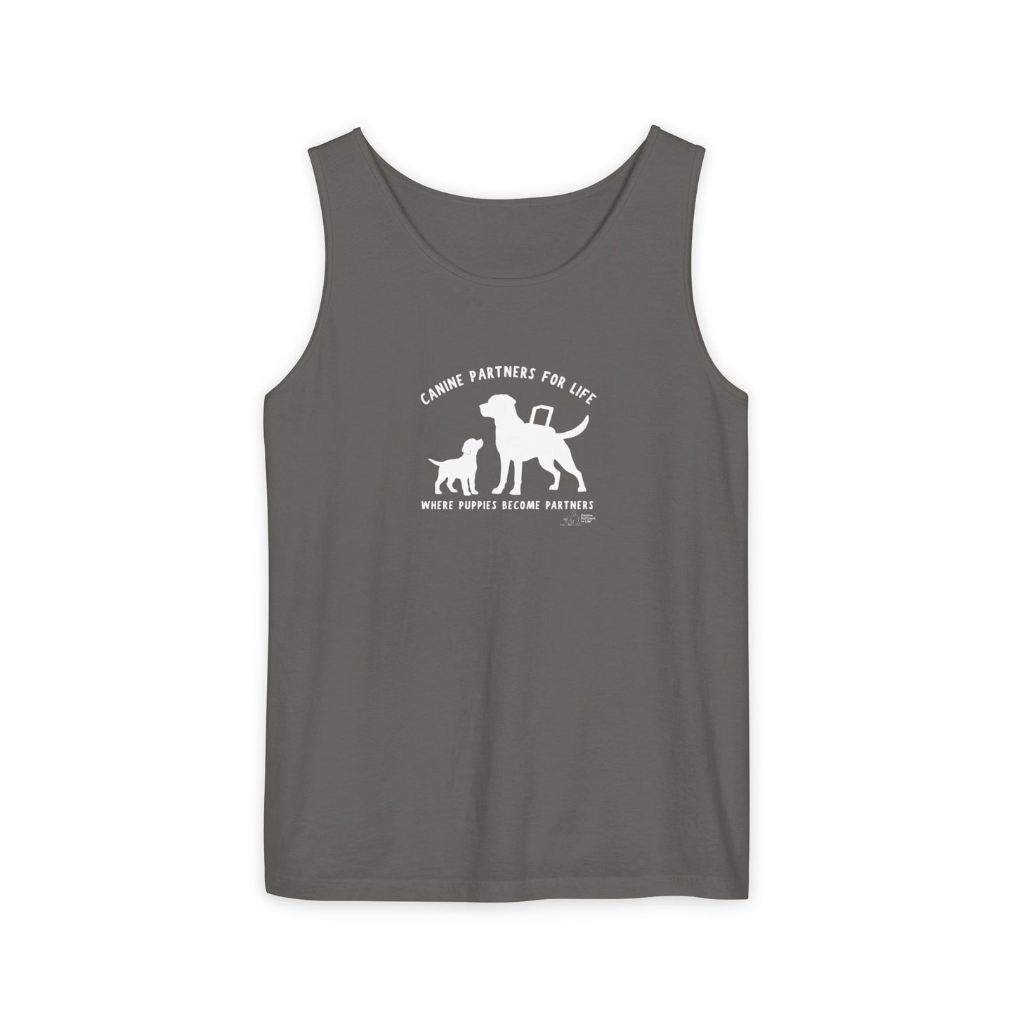 Where Puppies Become Partners Unisex Comfort Colors Tank Top