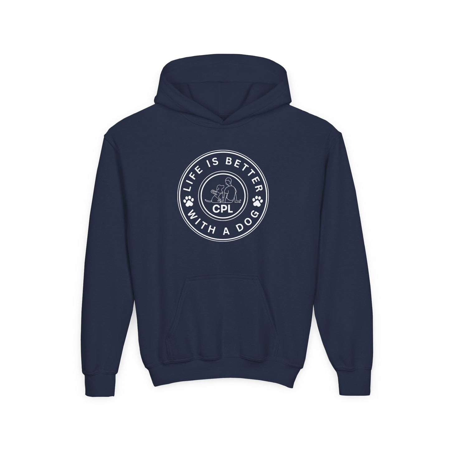 Life is Better with a Dog Kids Gildan Hooded Sweatshirt