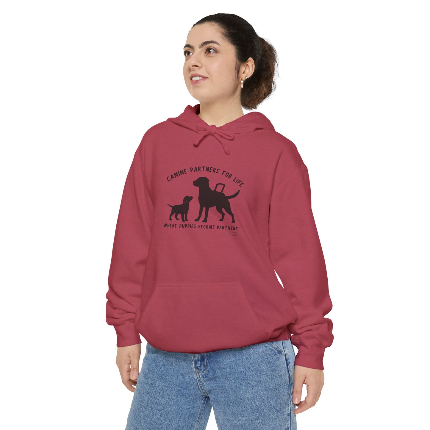Where Puppies Become Partners Unisex Comfort Colors Hooded Sweatshirt