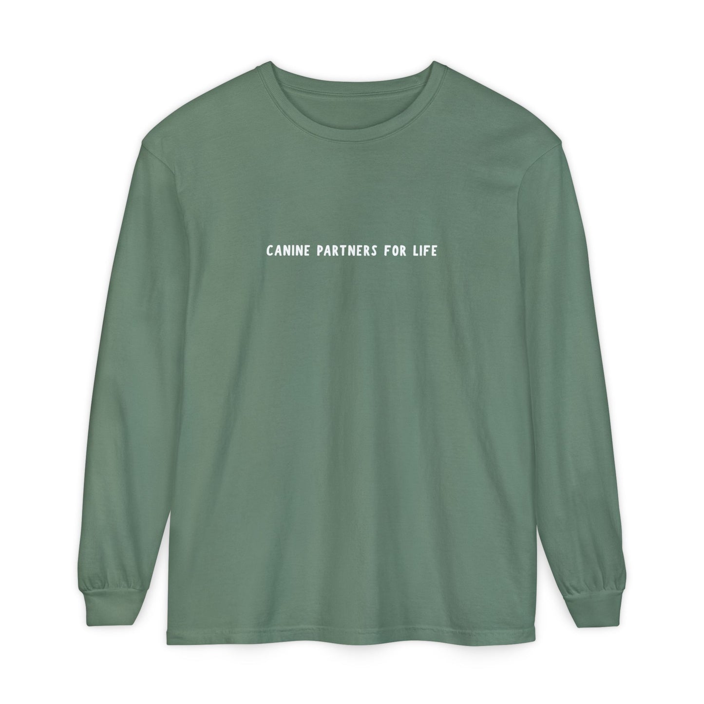 Where Puppies Become Partners Unisex Comfort Colors Long Sleeve