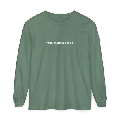 Where Puppies Become Partners Unisex Comfort Colors Long Sleeve