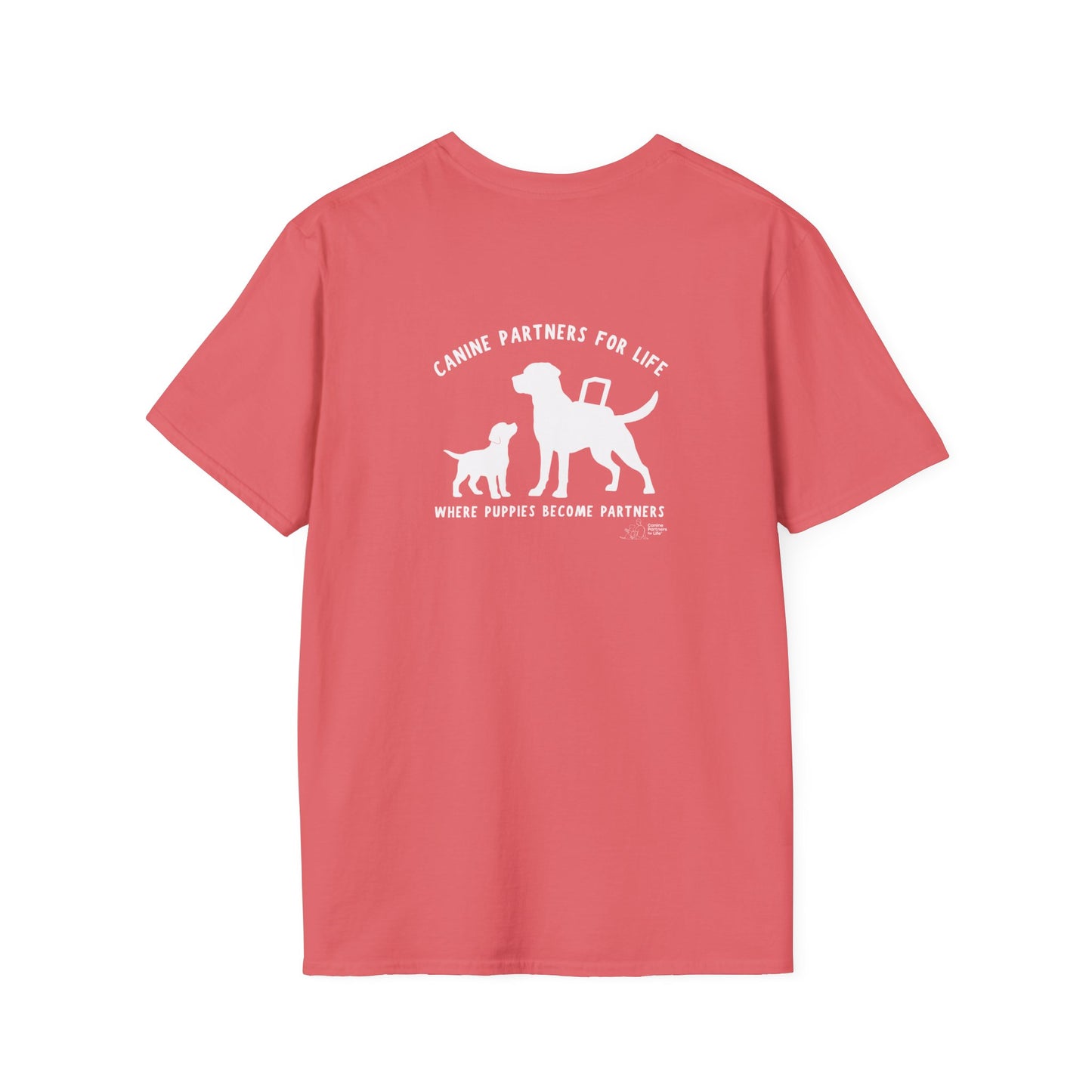 Where Puppies Become Partners Unisex Gildan Soft T-Shirt