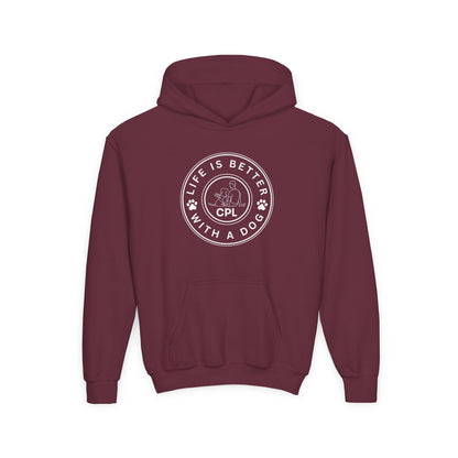 Life is Better with a Dog Kids Gildan Hooded Sweatshirt