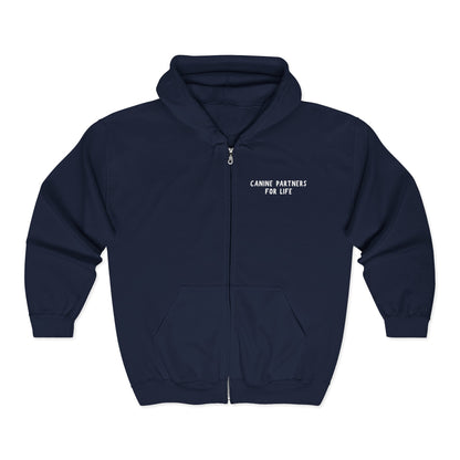 Where Puppies Become Partners Hooded Zip-Up Unisex Sweatshirt