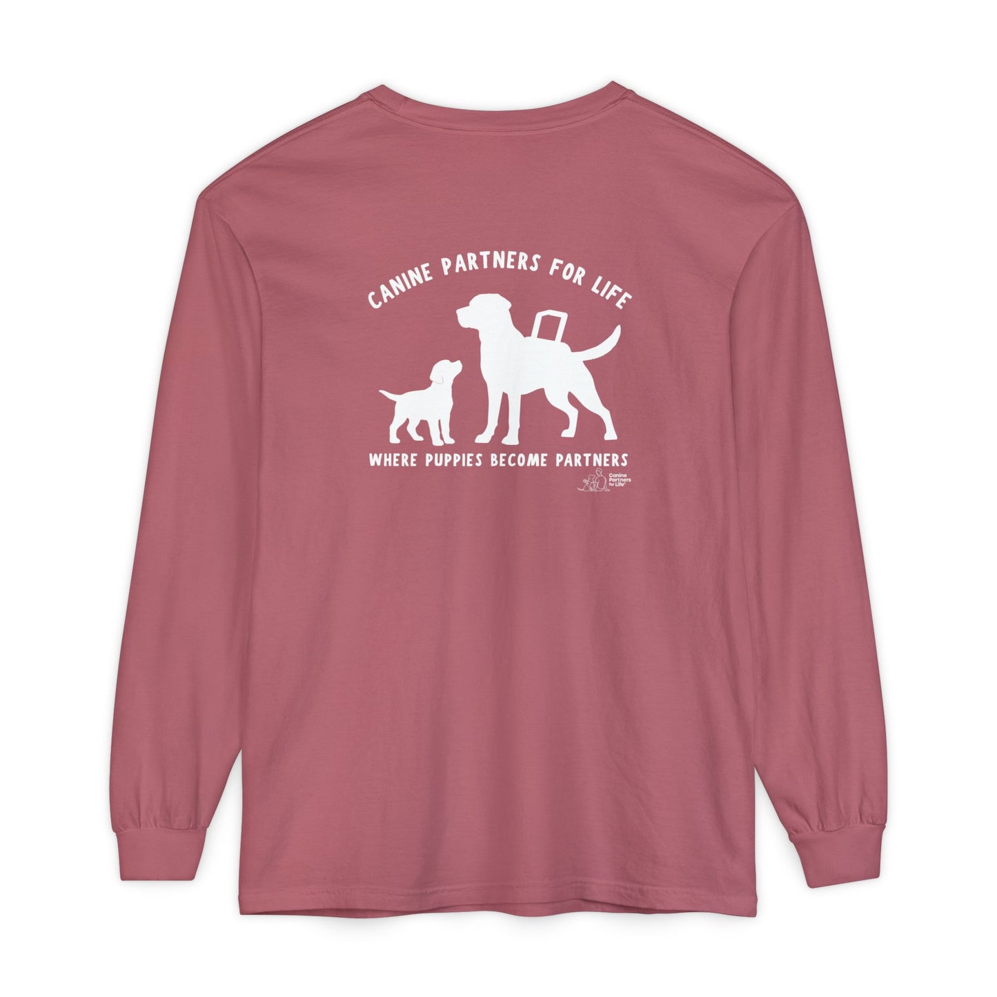 Where Puppies Become Partners Unisex Comfort Colors Long Sleeve