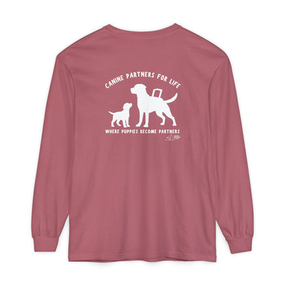 Where Puppies Become Partners Unisex Comfort Colors Long Sleeve