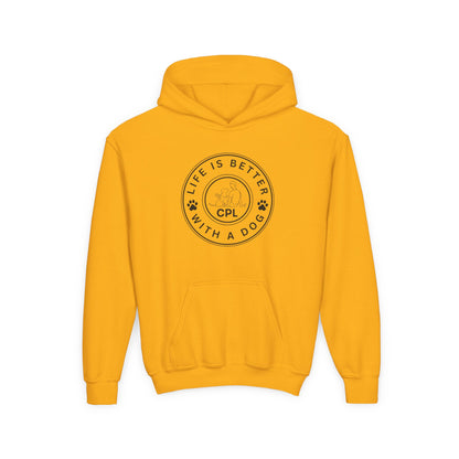 Life is Better with a Dog Kids Gildan Hooded Sweatshirt