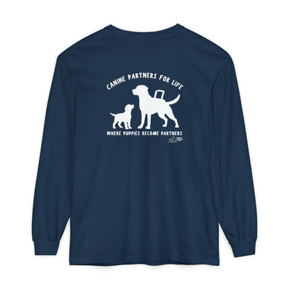 Where Puppies Become Partners Unisex Comfort Colors Long Sleeve