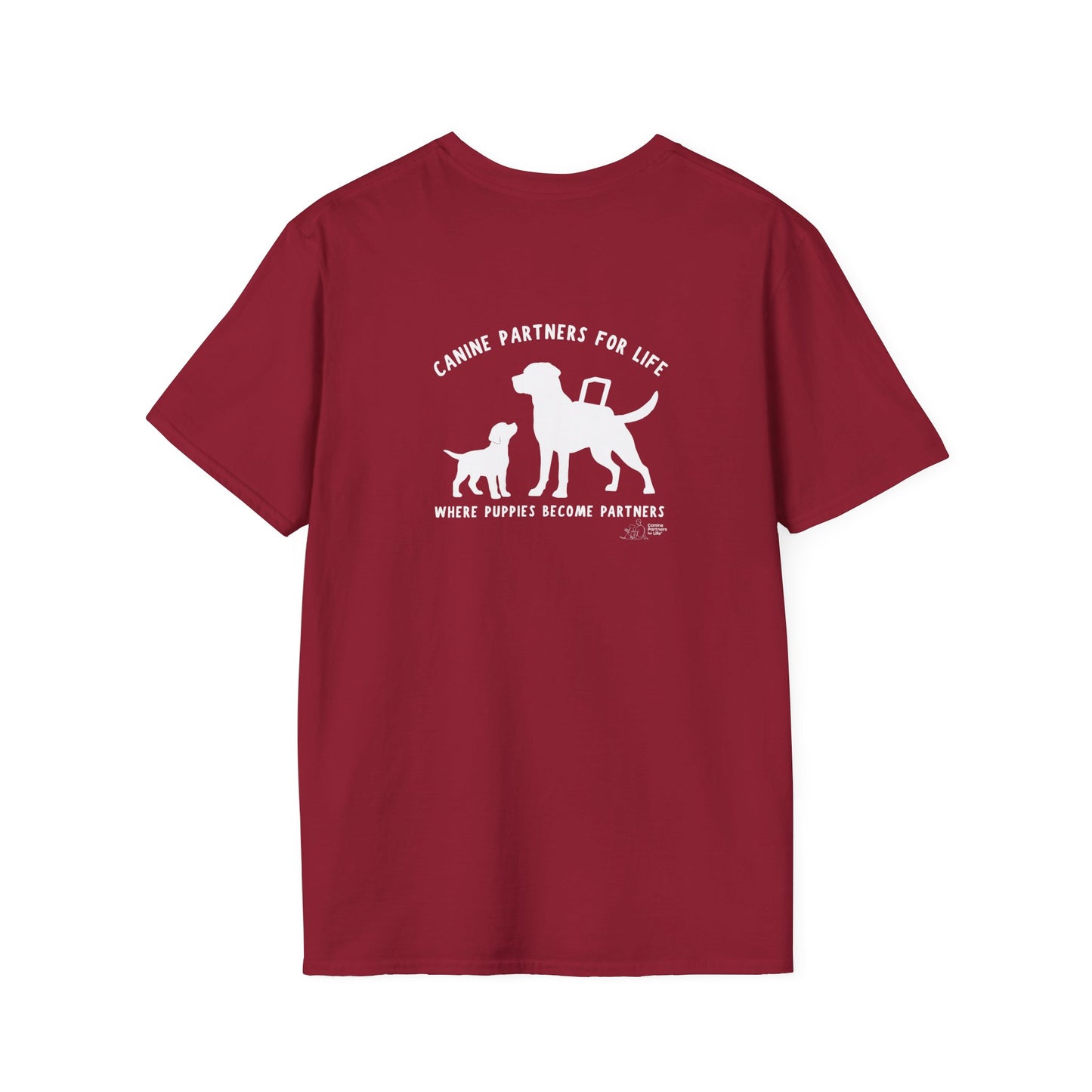Where Puppies Become Partners Unisex Gildan Soft T-Shirt