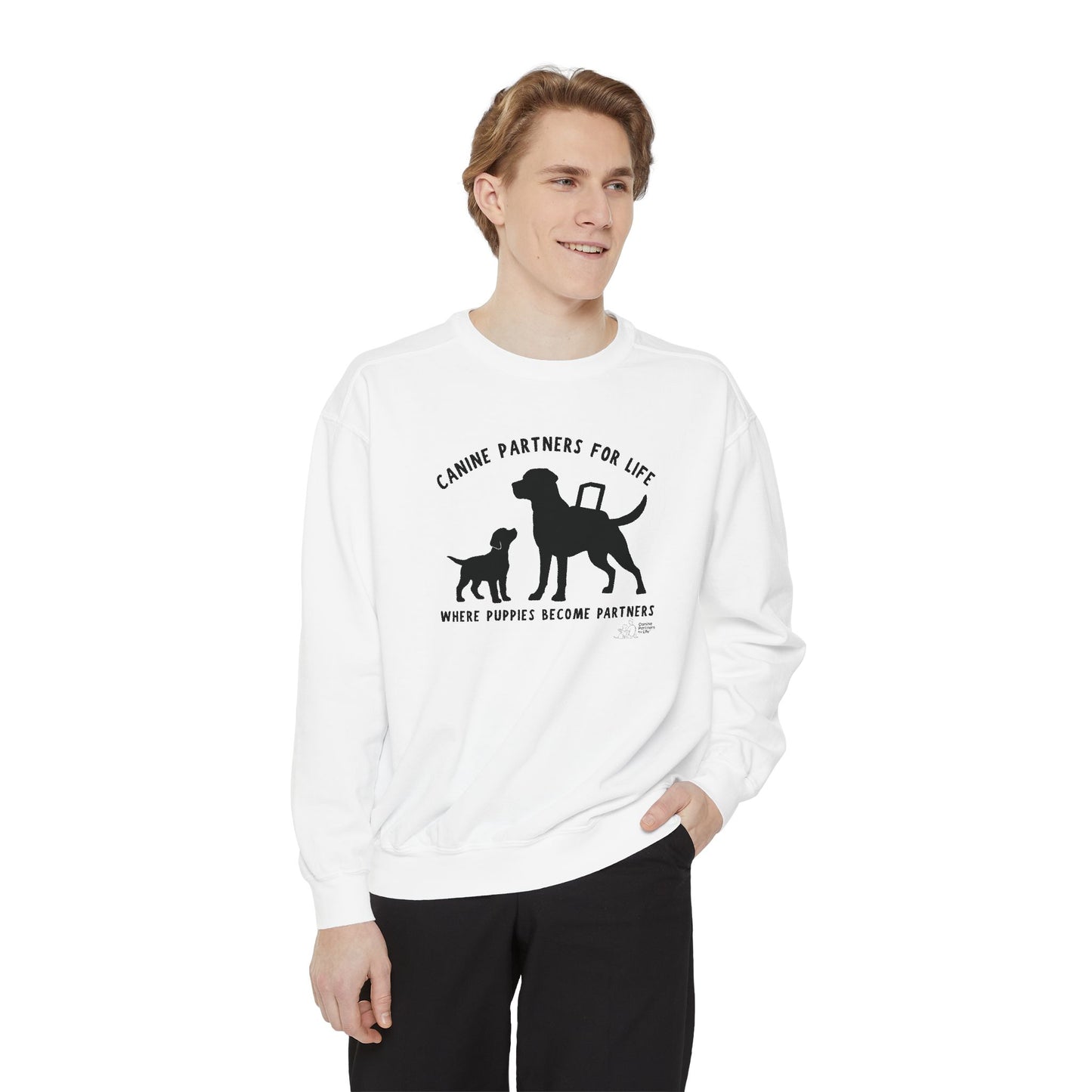 Where Puppies Become Partners Comfort Colors Crewneck